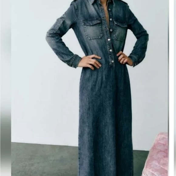 Zara DENIM DRESS - so cool! BRAND NEW IN BOX WITH TAGS - Picture 2 of 4